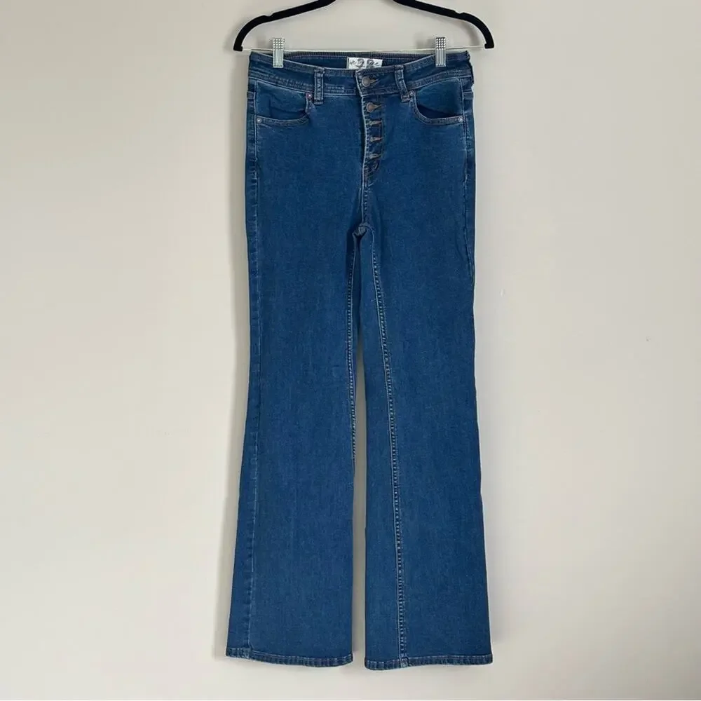 We the free Free People Palo Alto Boot Cut Button Fly Jeans Boho Western Size 28 - Picture 2 of 9